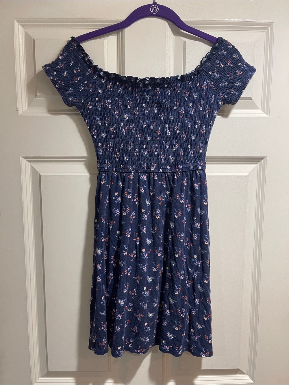 Hollister Navy Floral Smocked Dress